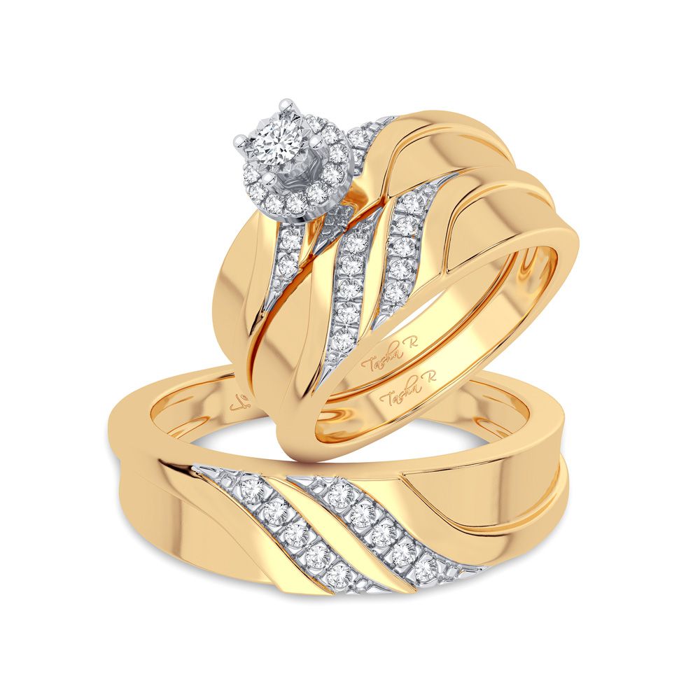 14K Yellow Gold Gorgeous 0.20Ct Diamond Trio Set