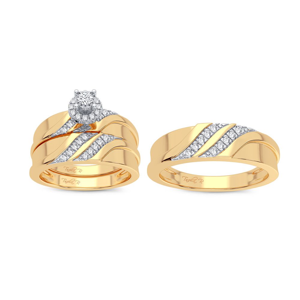 14K Yellow Gold Gorgeous 0.20Ct Diamond Trio Set