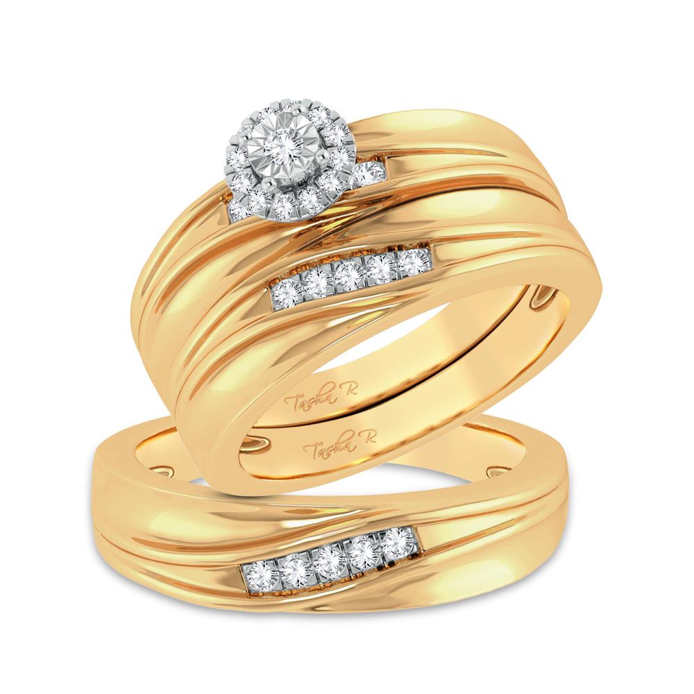 14K Yellow Gold 0.20Ct Diamond Trio Set