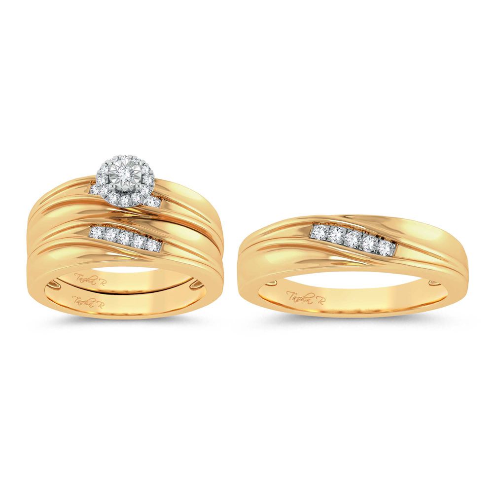 14K Yellow Gold 0.20Ct Diamond Trio Set