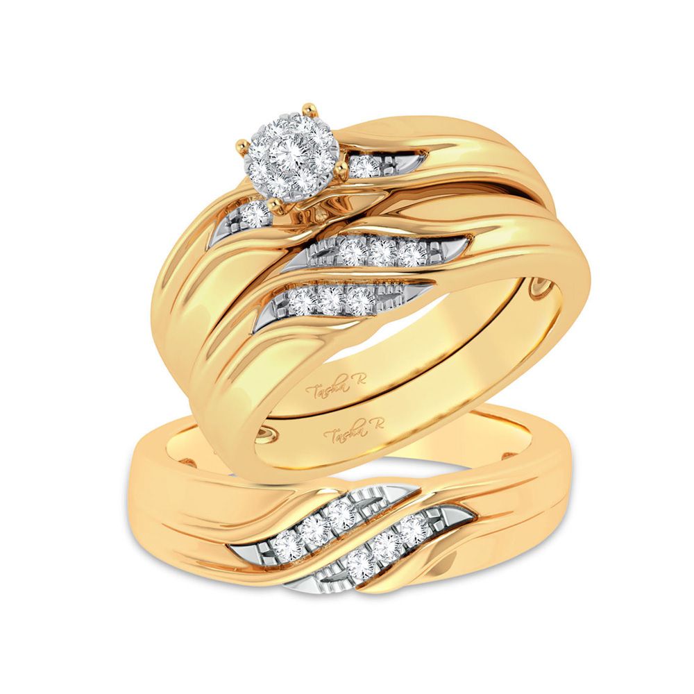 14K Yellow Gold 0.20Ct Diamond Trio Set