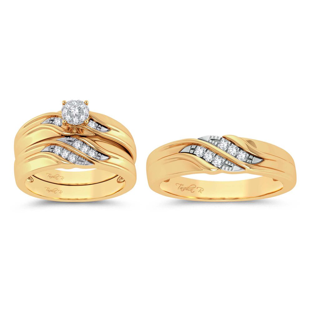 14K Yellow Gold 0.20Ct Diamond Trio Set