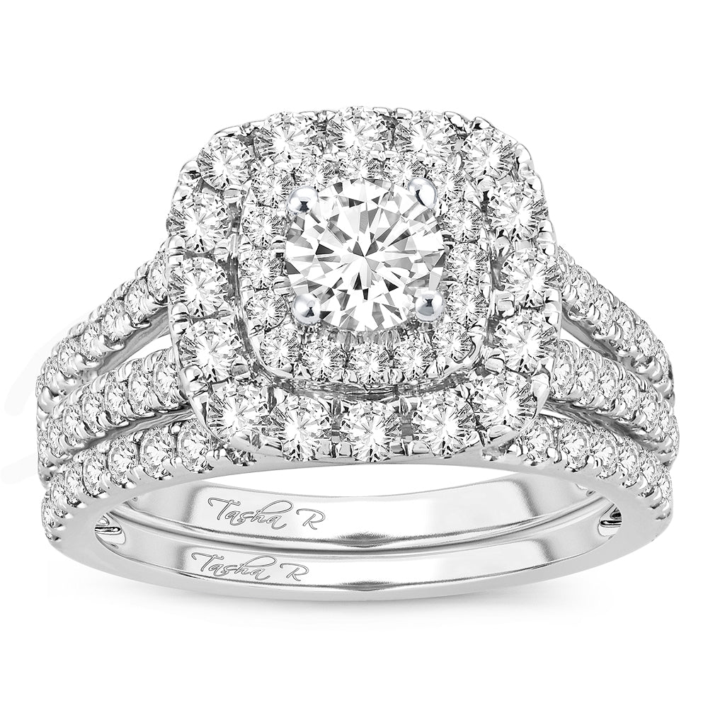 14K White Gold Exquisite 2.00Ct Diamond Bridal Ring