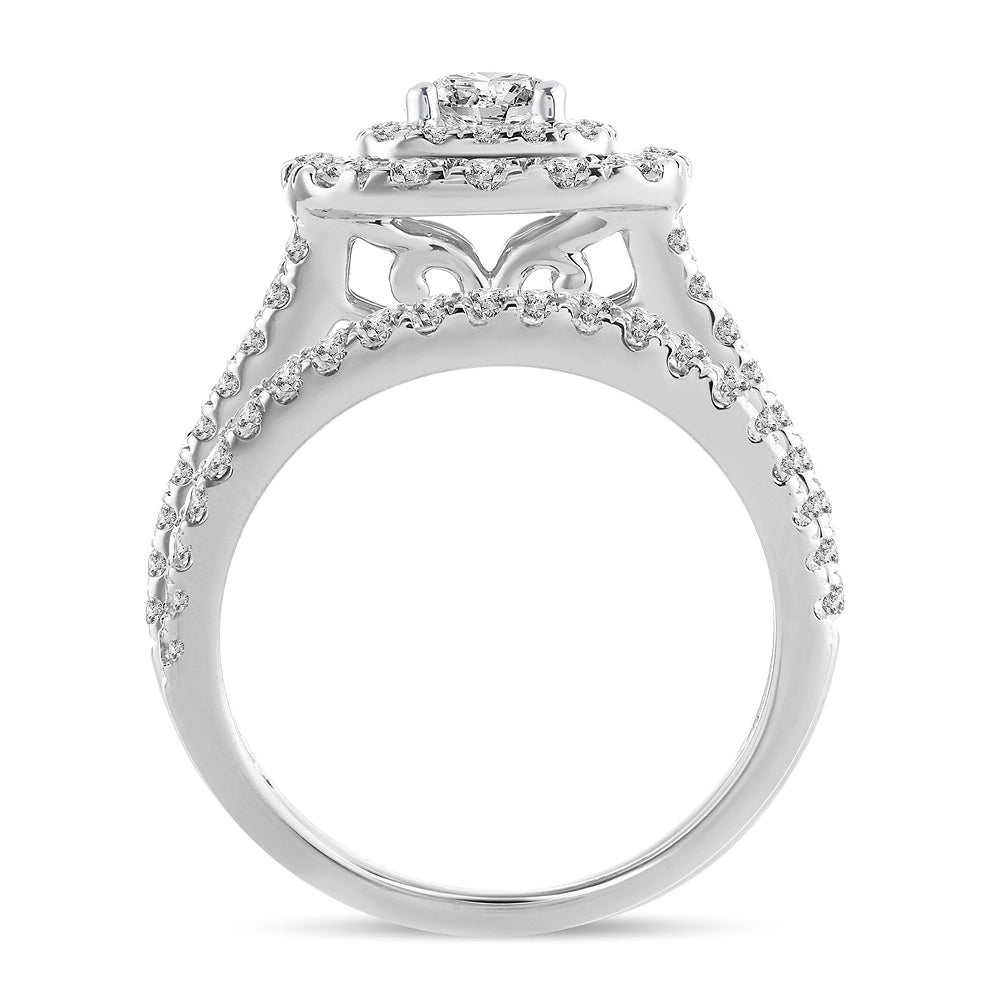 14K White Gold Exquisite 2.00Ct Diamond Bridal Ring