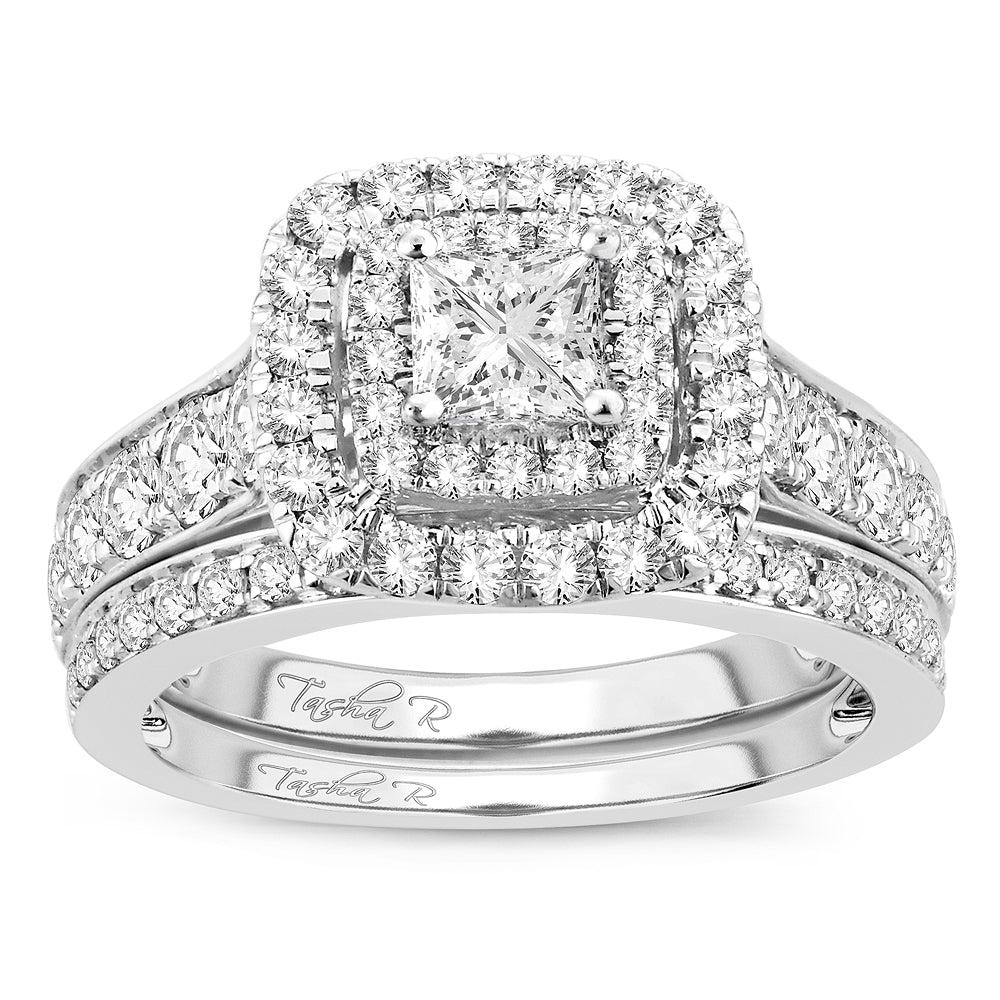 14K White Gold Dazzling 2.02Ct Bridal Diamond Ring