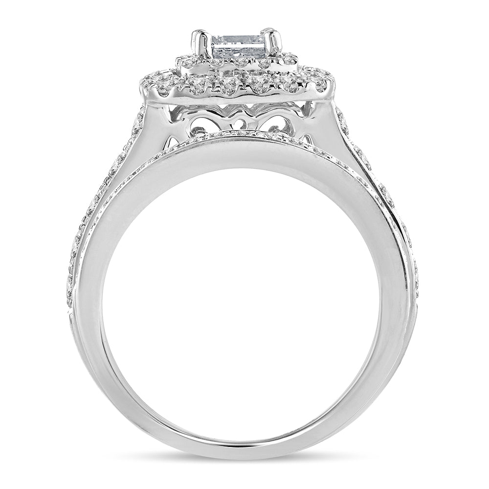 14K White Gold Dazzling 2.02Ct Bridal Diamond Ring