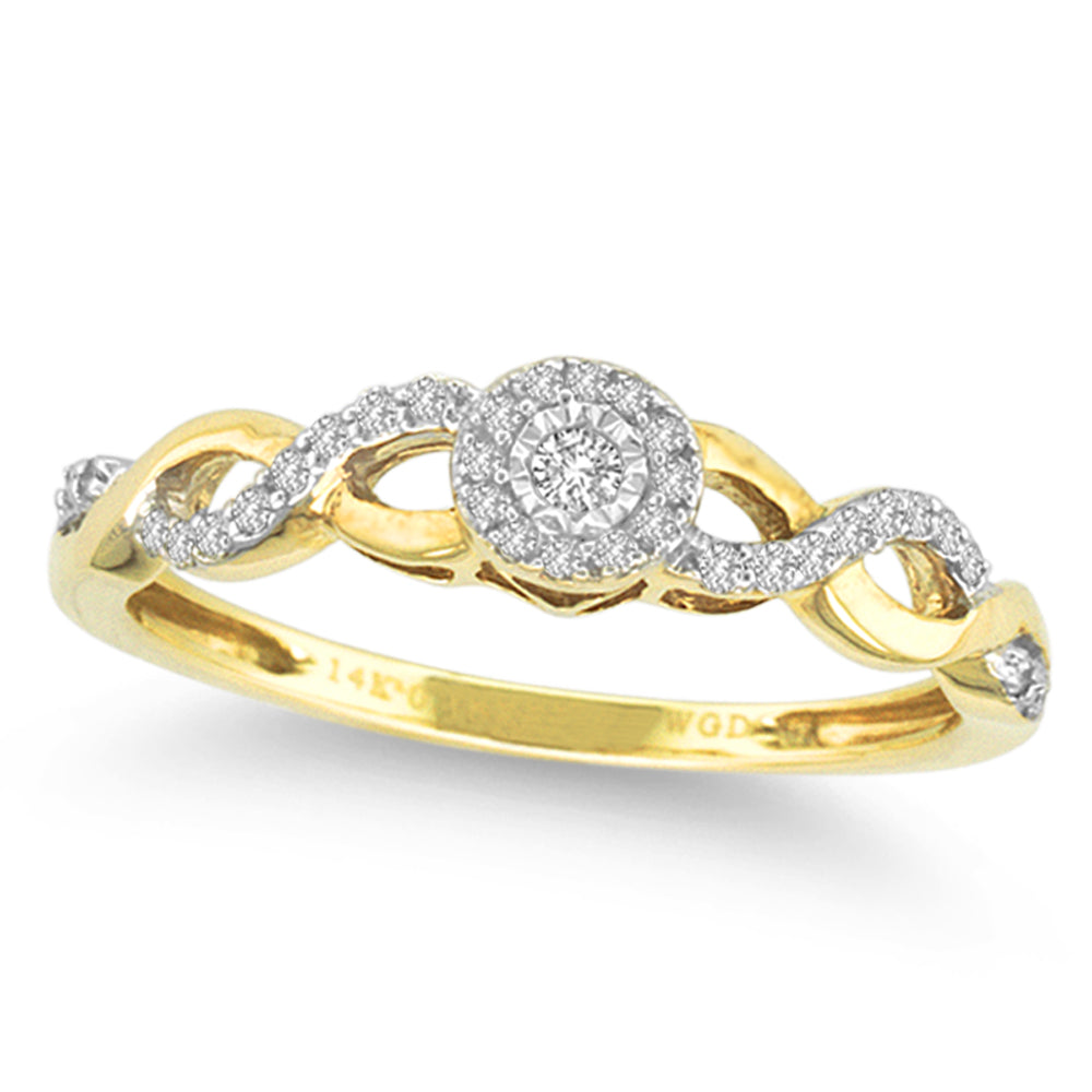 14K Yellow Gold Beautiful  0.16Ct  Diamond  Ring