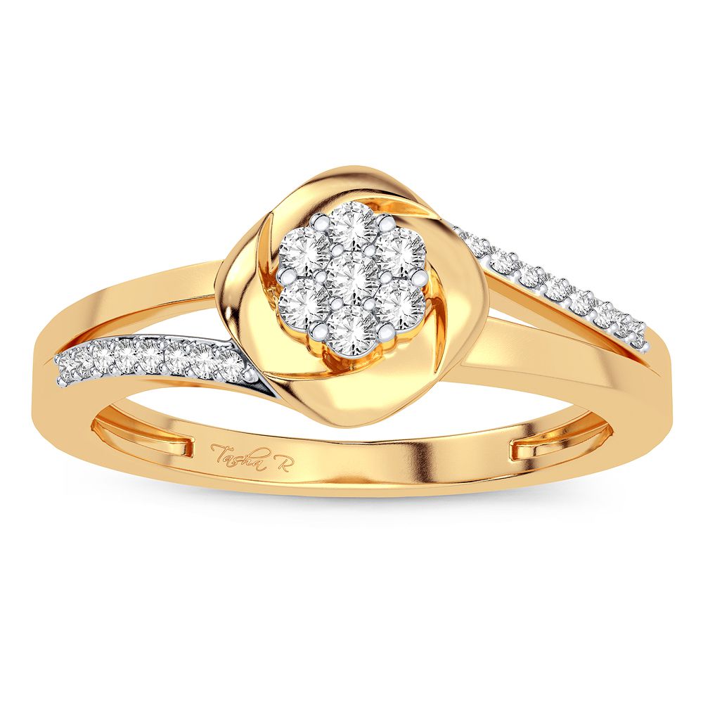 14K Yellow Gold Dazzling 0.16Ct Diamond Ring