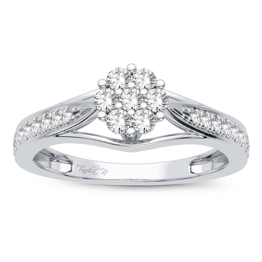 14K White Gold Dazzling 0.25Ct Diamond Ring