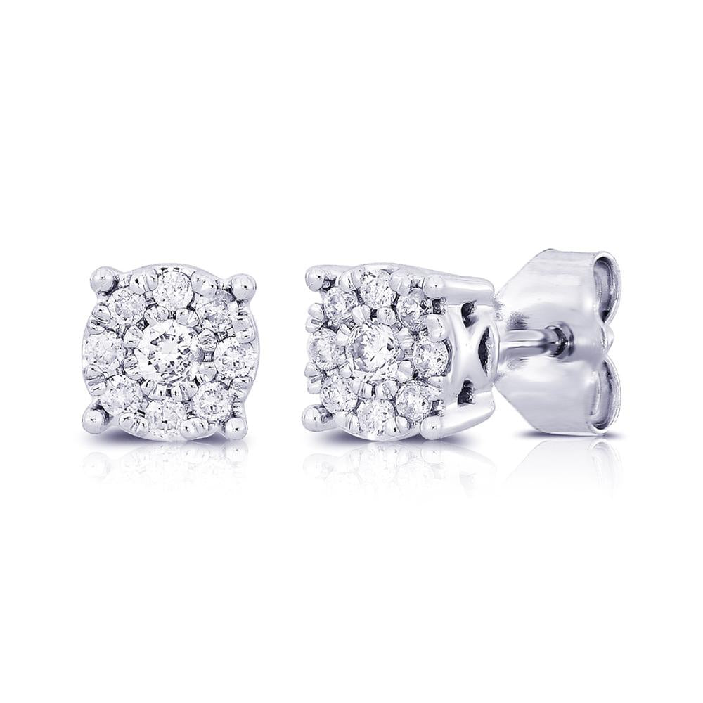 14K White Gold  0.25Ct Diamond Earrings