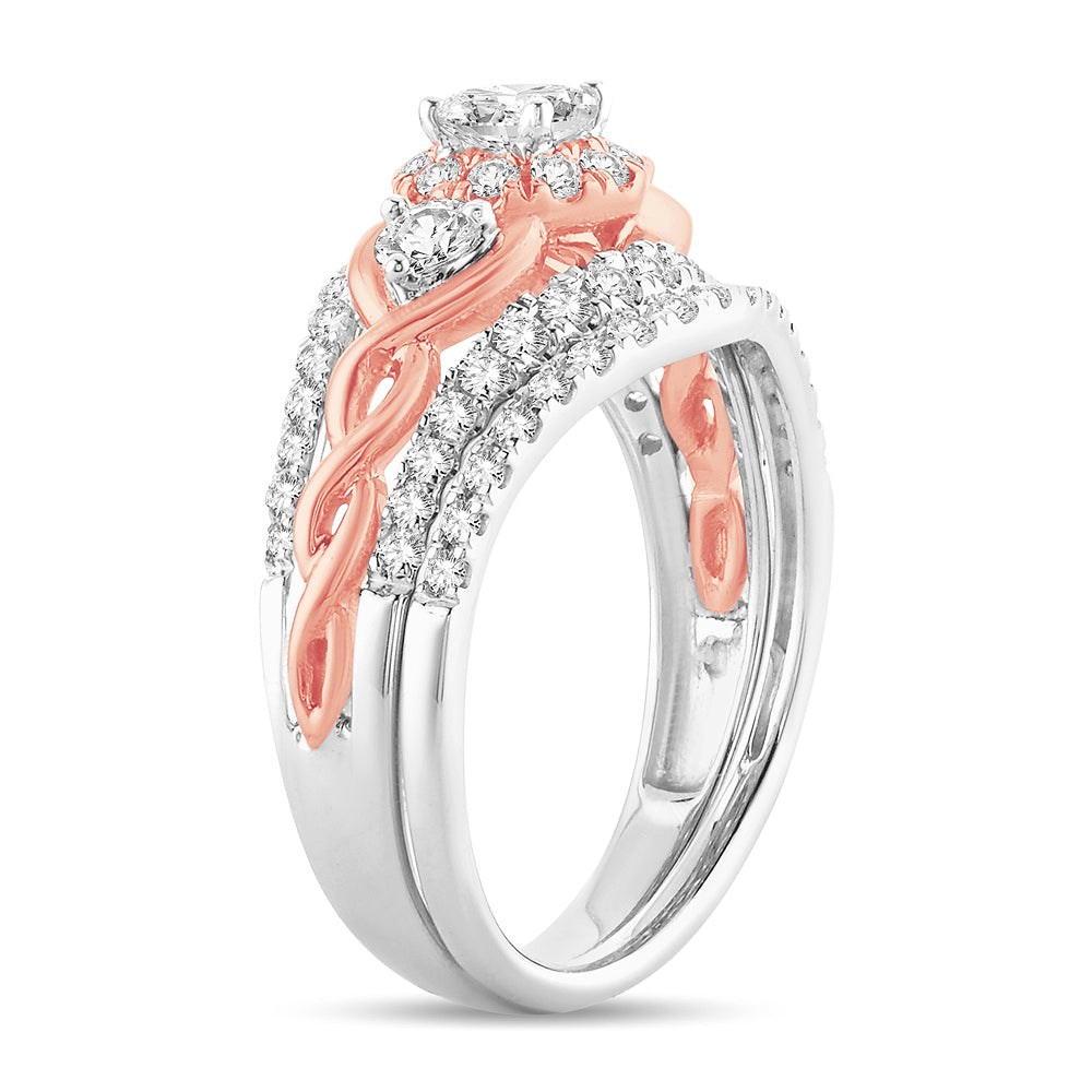 14K Rose Gold Dazzling  1.01Ct  Diamond  Bridal  Ring