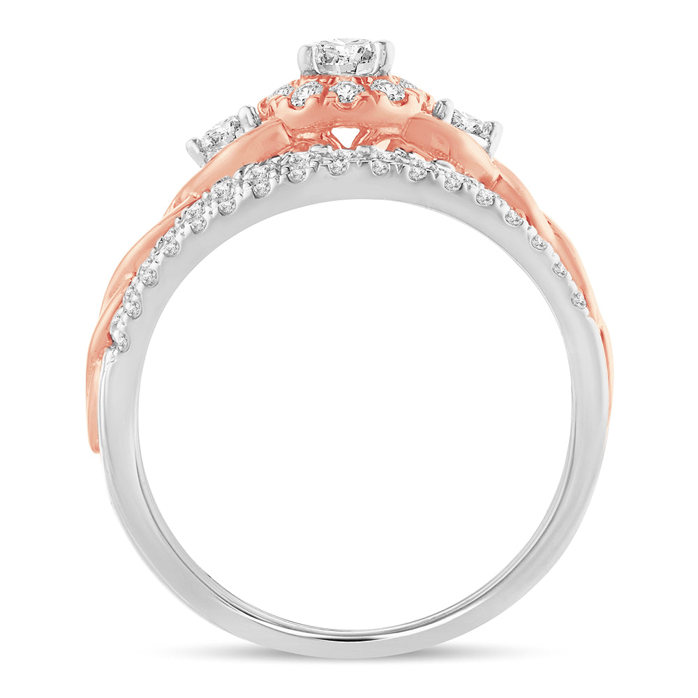 14K Rose Gold Dazzling  1.01Ct  Diamond  Bridal  Ring