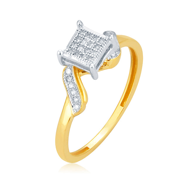 10K Yellow Yellow Gold Ladies Ring With 0.09 Ct Round Micro Pave Diamond