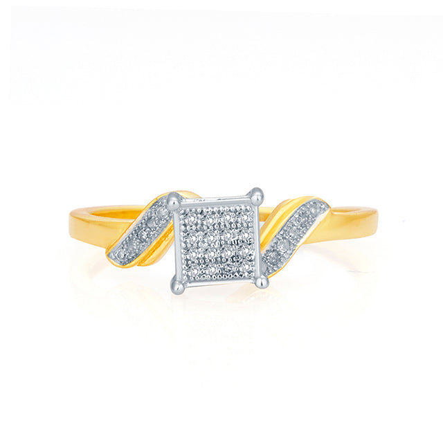 10K Yellow Yellow Gold Ladies Ring With 0.09 Ct Round Micro Pave Diamond