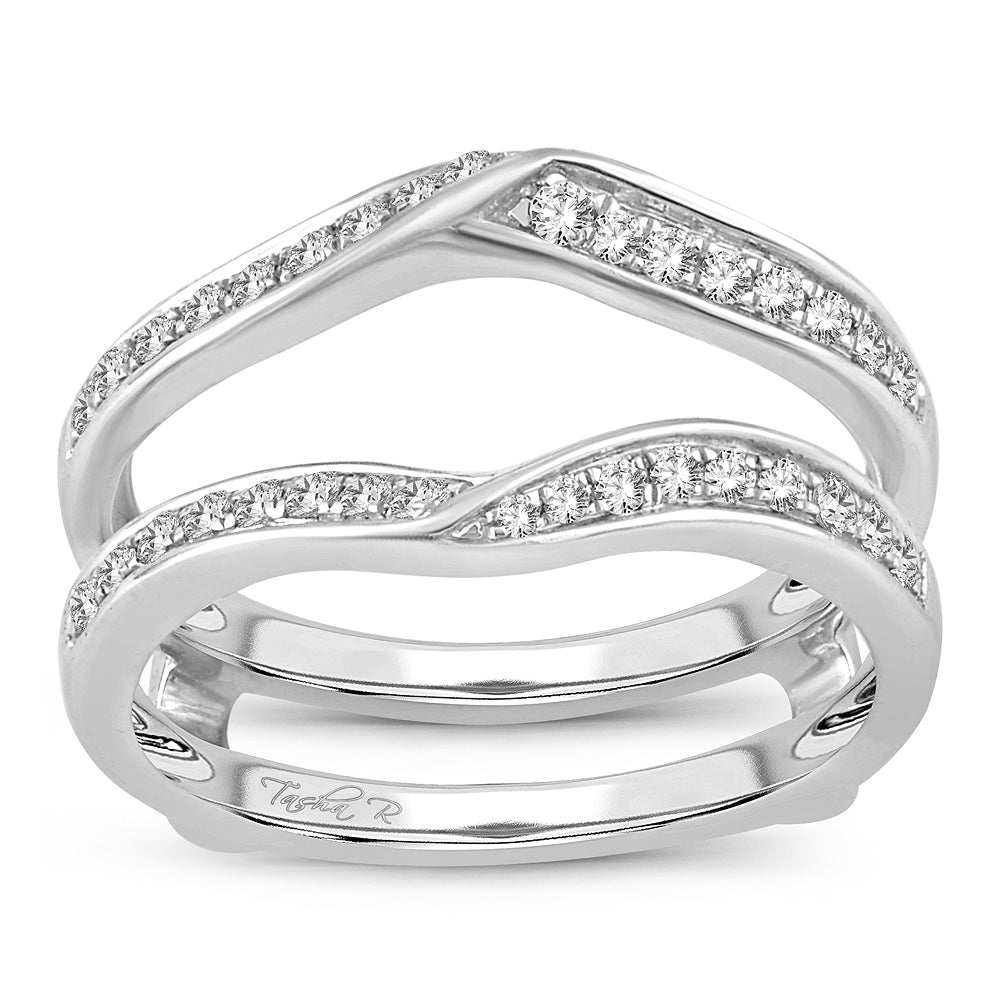 14K White Gold Dazzling  0.25Ct  Diamond  Ring Guard.