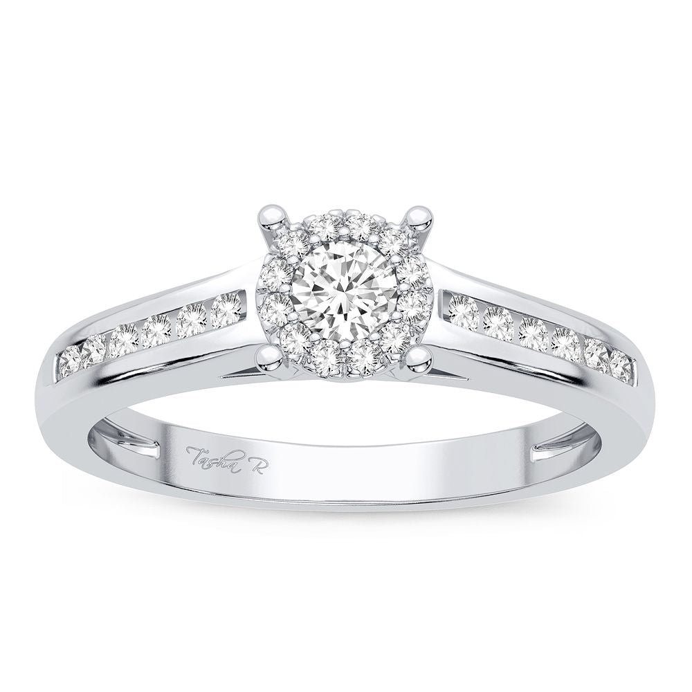 14K White Gold Elegant 0.35Ct Diamond Ring