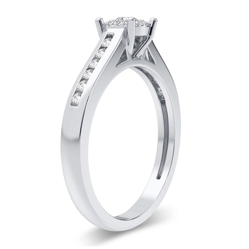 14K White Gold Elegant 0.35Ct Diamond Ring