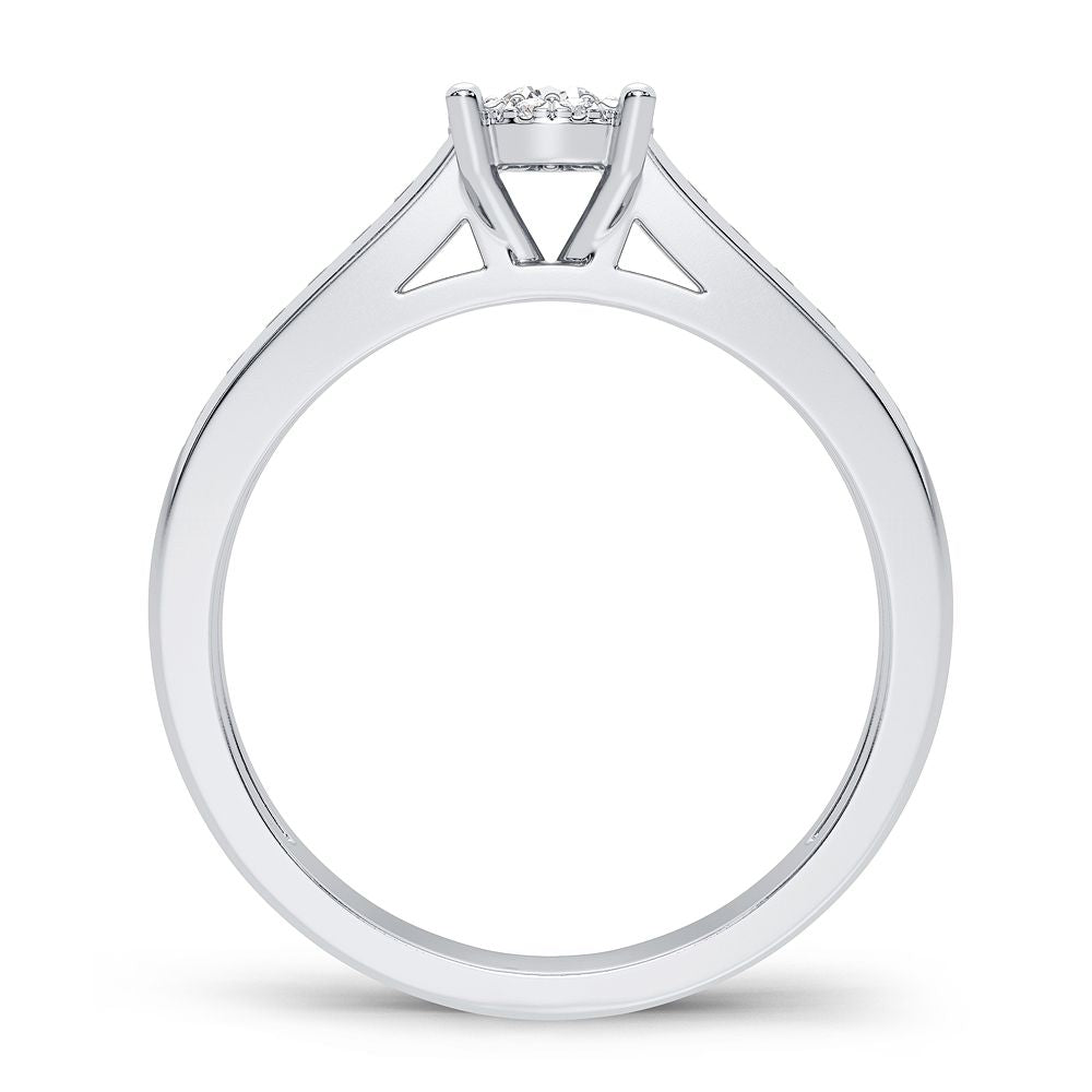 14K White Gold Elegant 0.35Ct Diamond Ring