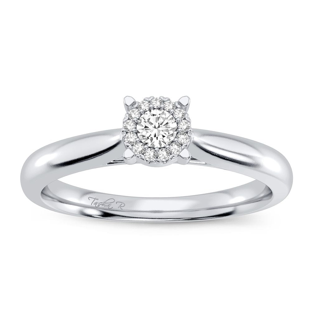 14K White Gold Exquisite 0.10Ct Diamond Ring