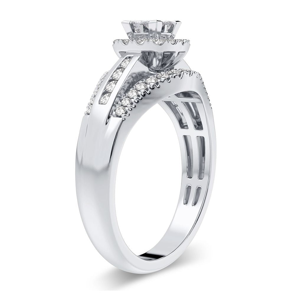 14K White Gold Elegant 1.00Ct Diamond Ring