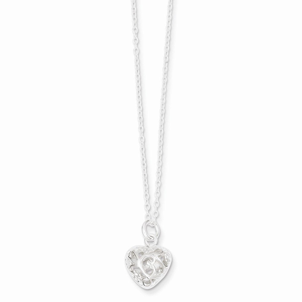 Sterling Silver Polished Puffed Heart Necklace QG2896