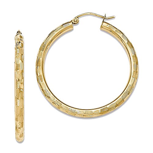 14k Textured Hoop Earrings TF557