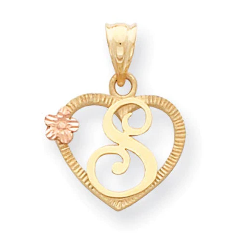 14k Two-Tone Initial S in Heart Charm D898S