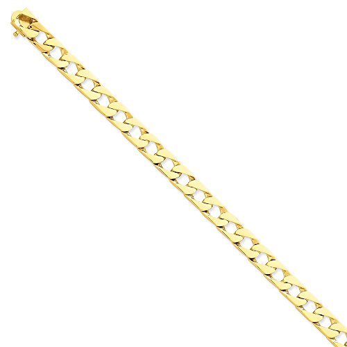 14K 9 inch 7.9mm Hand Polished Fancy Link with Box Catch Clasp Bracelet