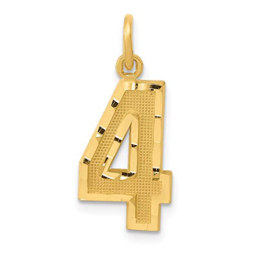 14ky Casted Medium Diamond Cut Number 4 Charm MN04