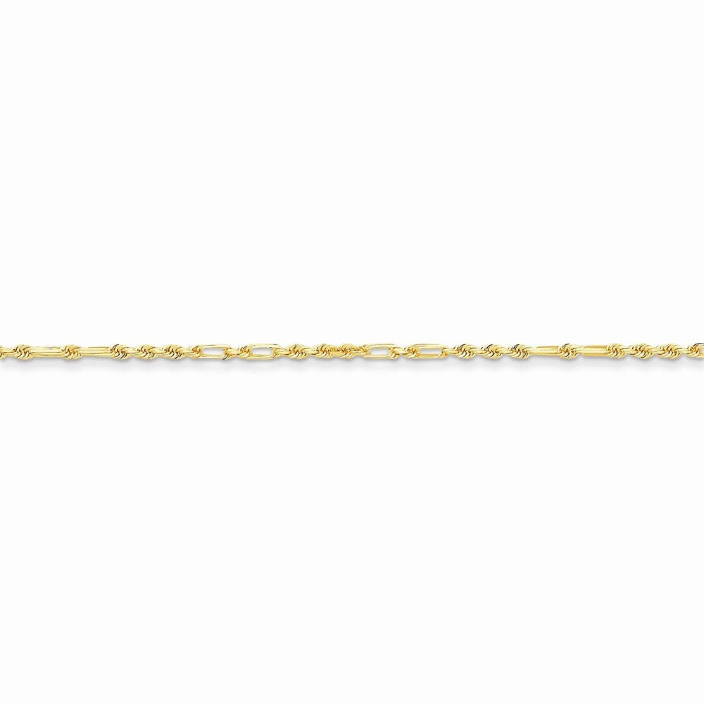 14K 10 inch  1.8mm Diamond-cut Milano Rope with Lobster Clasp Anklet