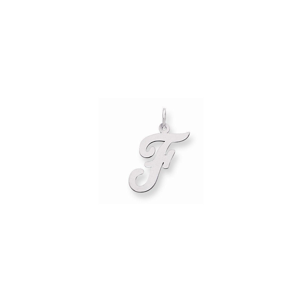 Sterling Silver Medium Script Initial F Charm QC5082F