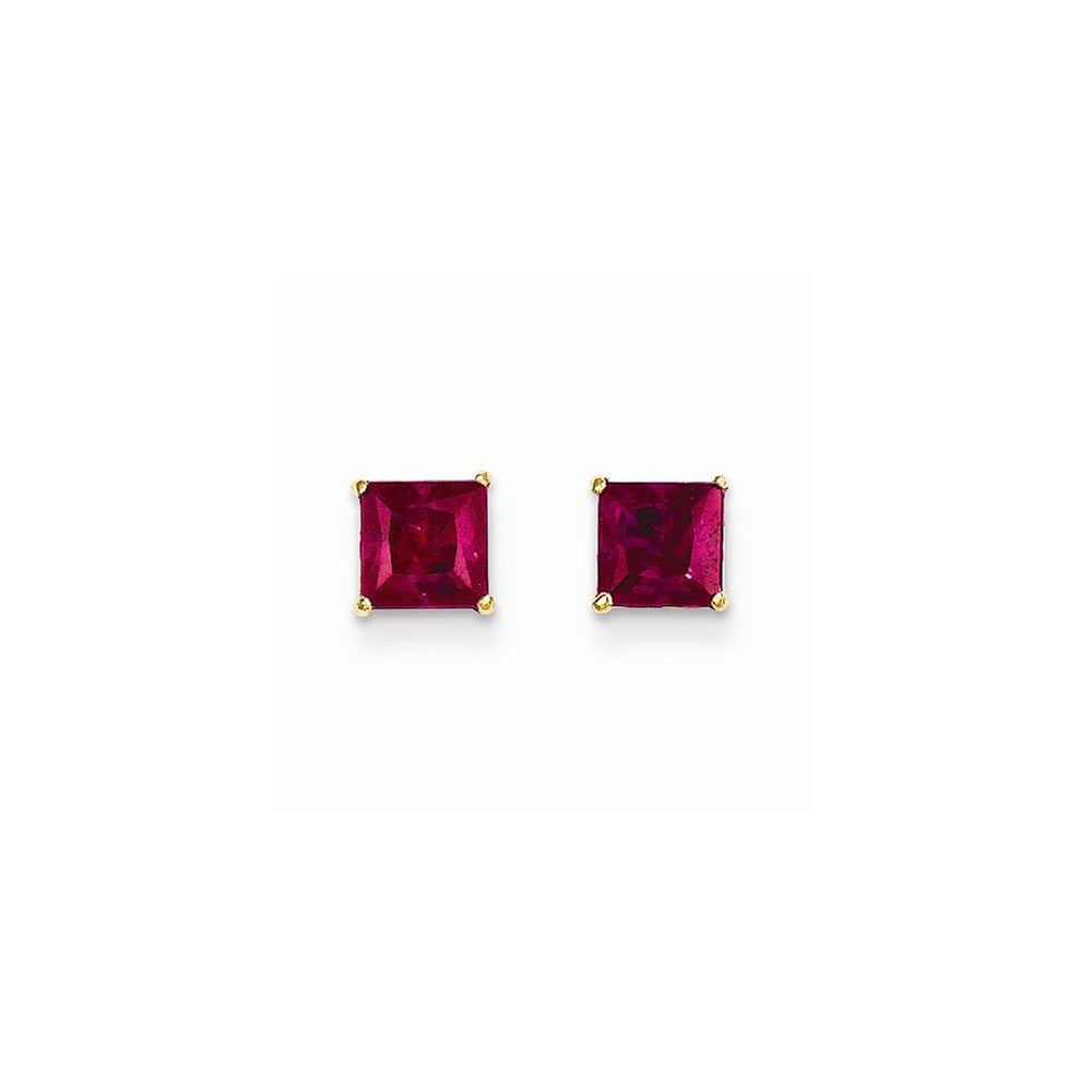 14k Madi K Ruby 5mm Square Post Earrings SE2297