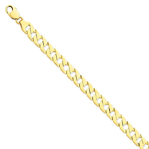 14K 9 inch 8.5mm Hand Polished Fancy Link with Lobster Clasp Bracelet