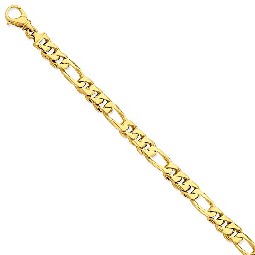 14K 9 inch 7.7mm Hand Polished Fancy Link with Fancy Lobster Clasp Bracelet