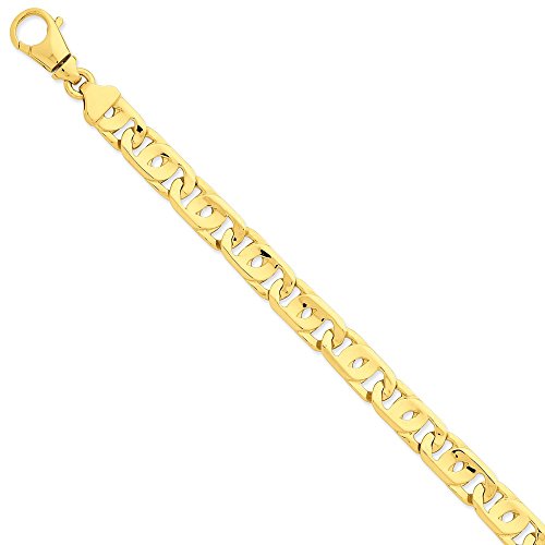 14K 9 inch 10mm Hand Polished Fancy Link with Fancy Lobster Clasp Bracelet