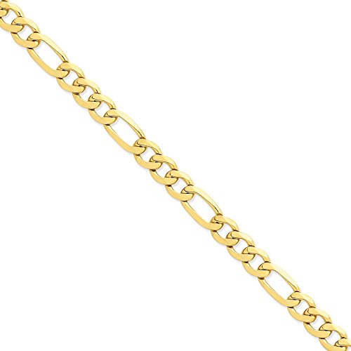 14K 24 inch 10mm Flat Figaro with Lobster Clasp Chain