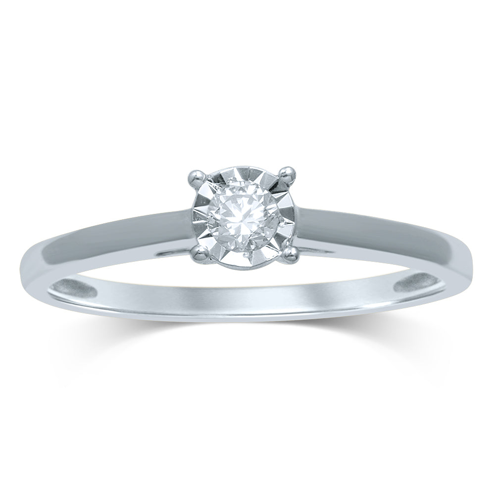 14K White Gold Elegant 0.10Ct Di Ring