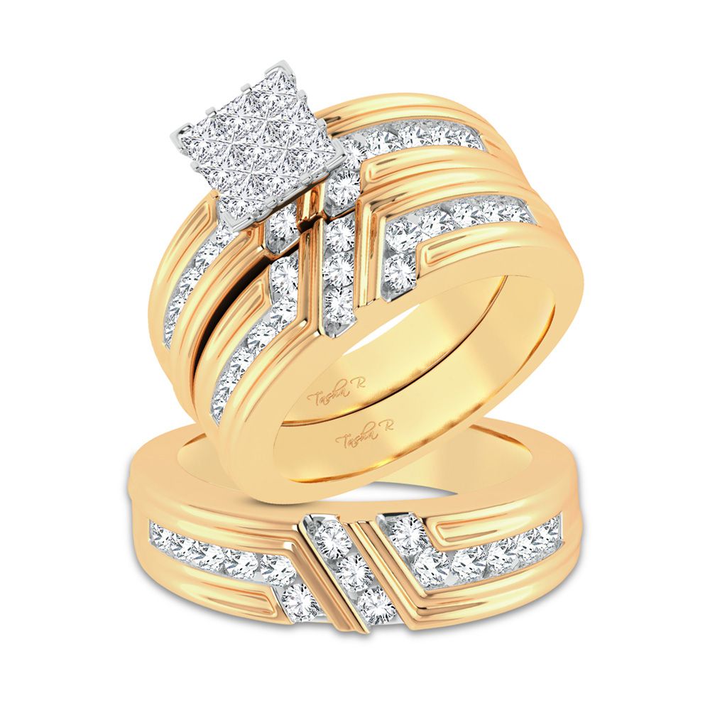 14K Yellow Gold 2.00Ct Diamond Trio Set