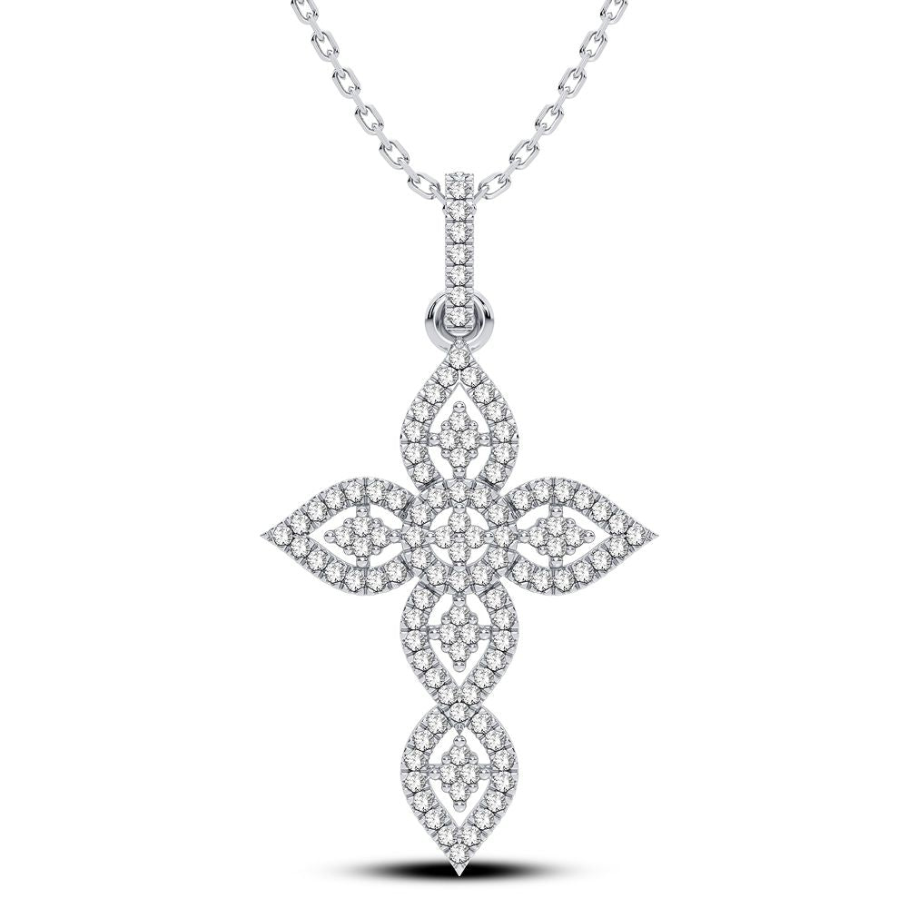 10K White Gold Dazzling 0.20Ct Diamond Pendant