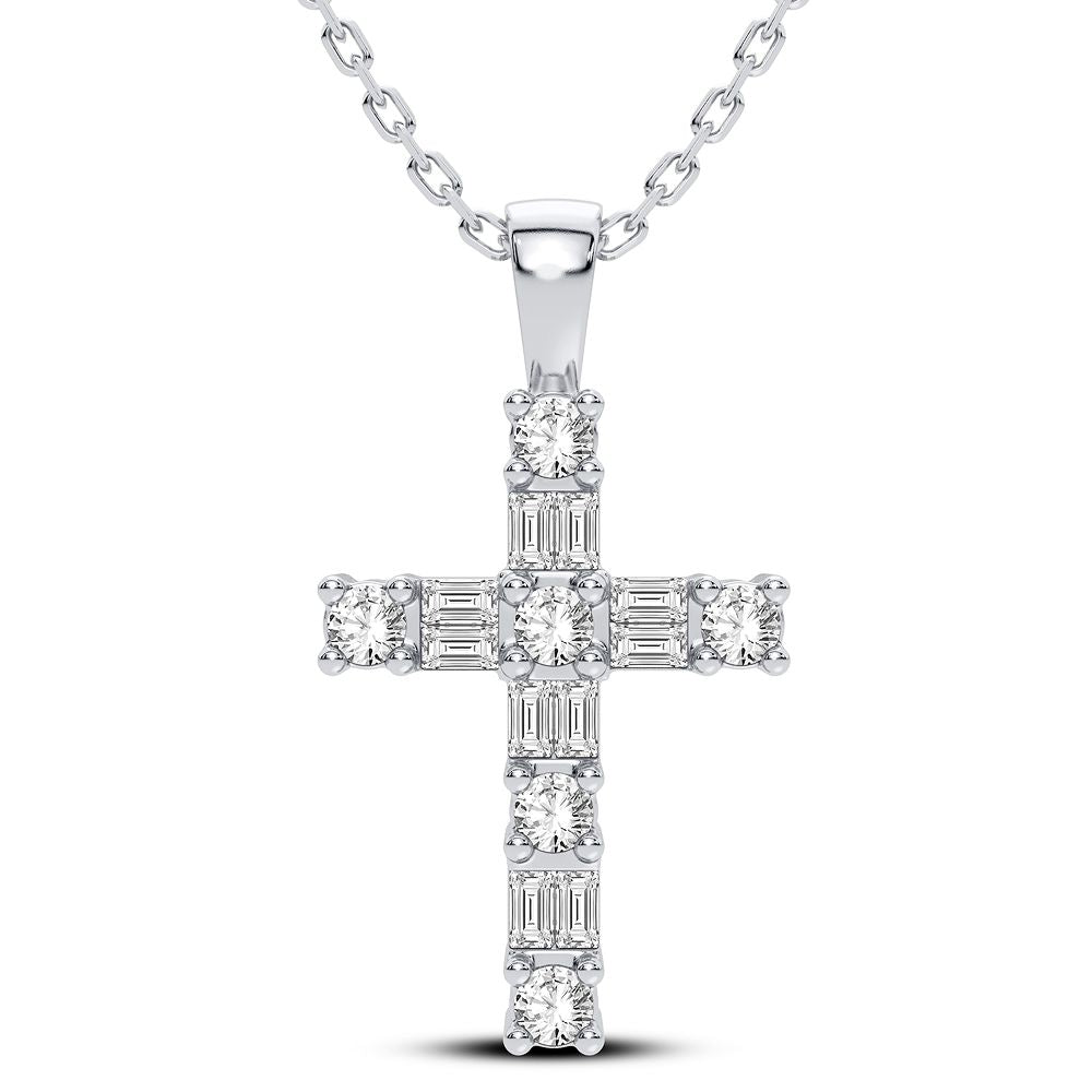 14K White Gold Dazzling 0.25Ct Diamond Pendant