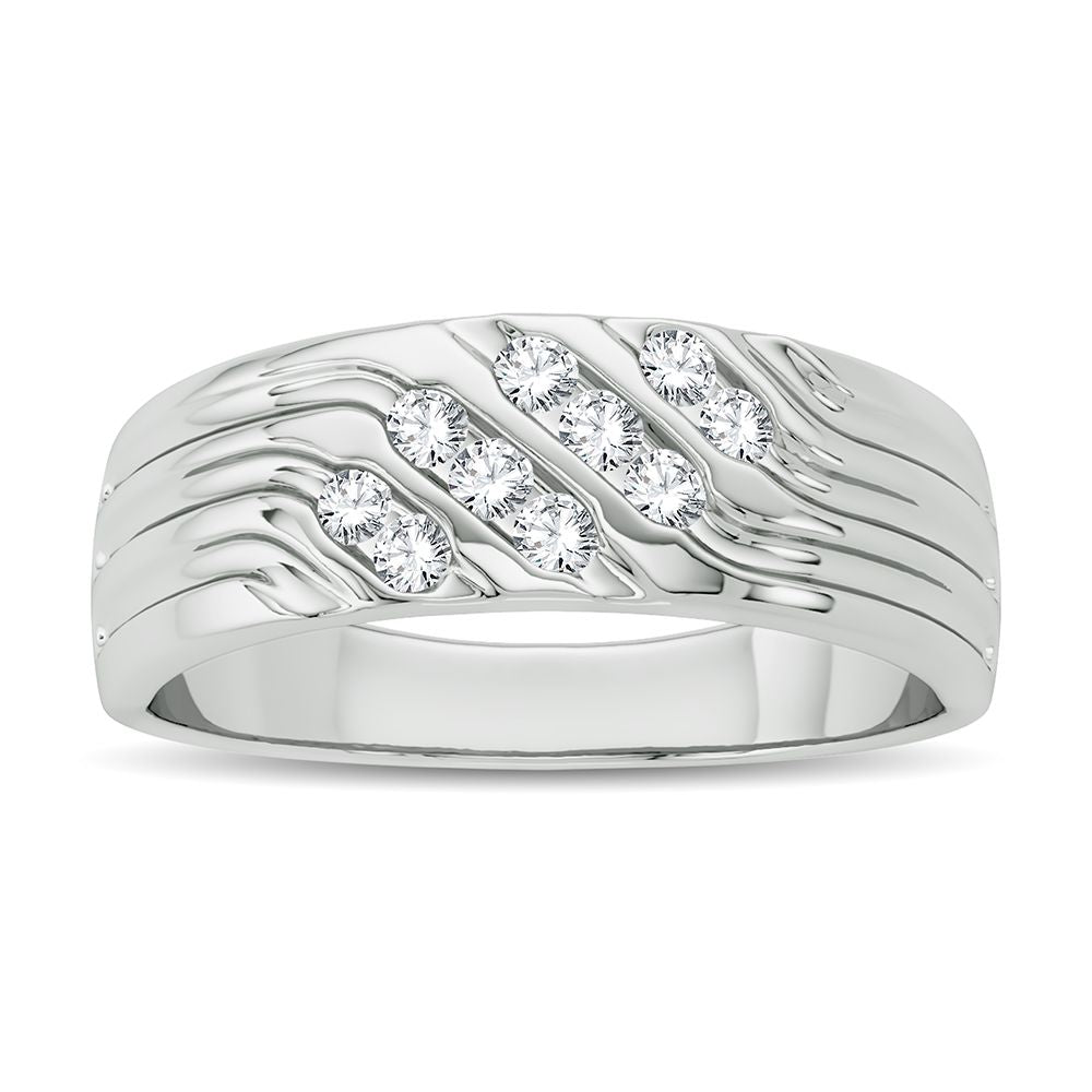 14K White Gold Exquisite 0.25Ct Diamond Band