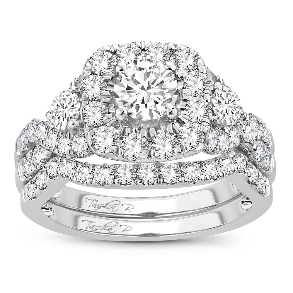 14K White Gold Exquisite  2.00Ct Diamond Bridal Ring