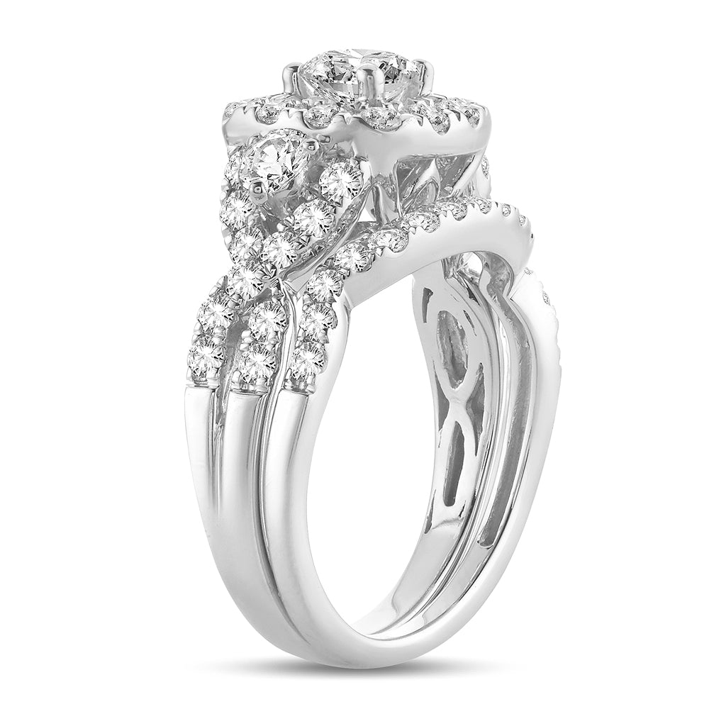 14K White Gold Exquisite  2.00Ct Diamond Bridal Ring