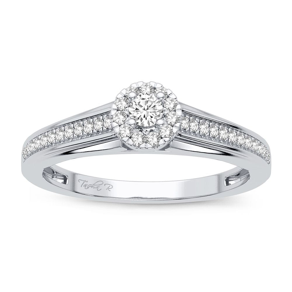 14K White Gold Elegant 0.20Ct Diamond Ring