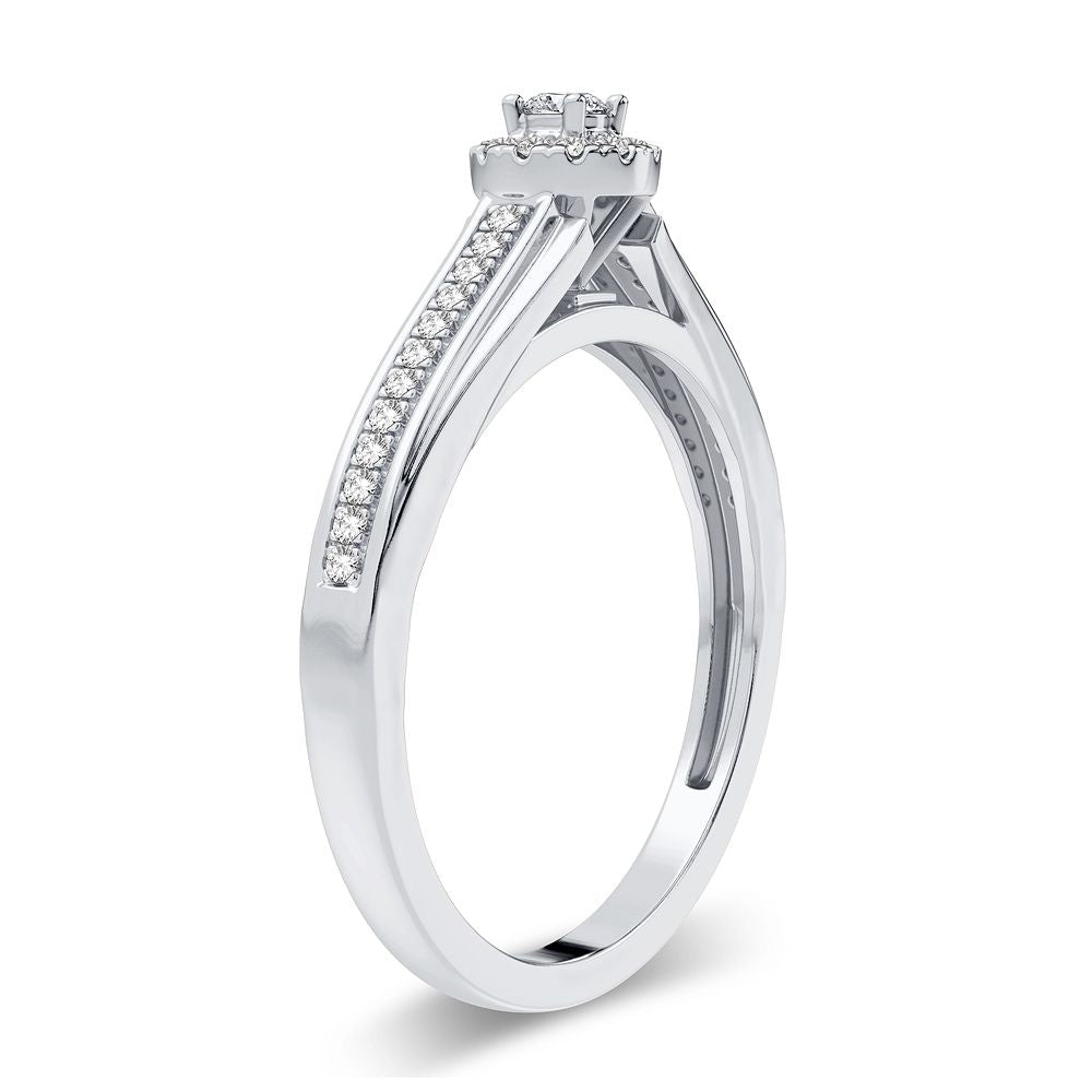 14K White Gold Elegant 0.20Ct Diamond Ring