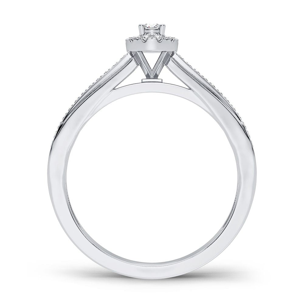 14K White Gold Elegant 0.20Ct Diamond Ring