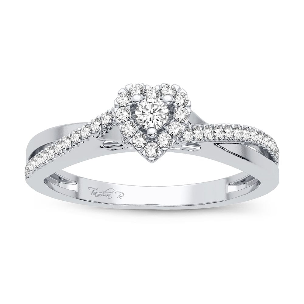 14K White Gold Dazzling 0.20Ct Diamond Ring