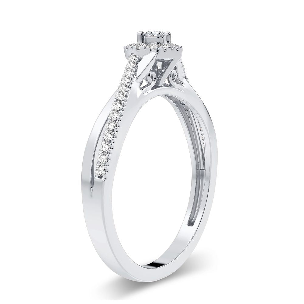 14K White Gold Dazzling 0.20Ct Diamond Ring