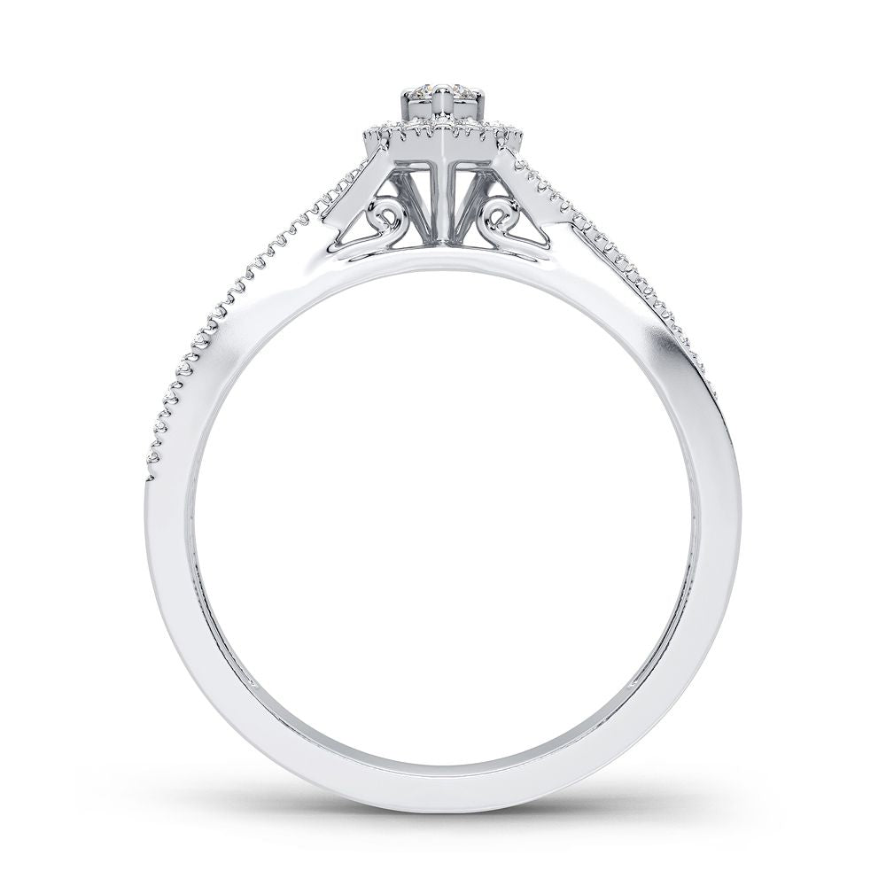 14K White Gold Dazzling 0.20Ct Diamond Ring