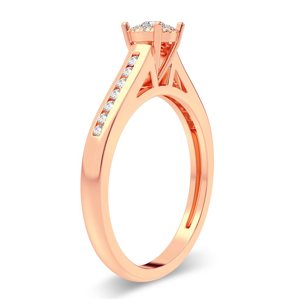 14K Rose Gold Exquisite 0.22Ct Diamond Ring